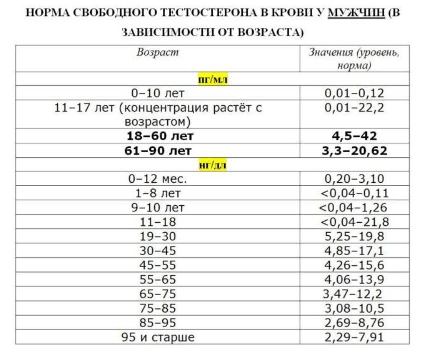 норма тестостерона у мужчин